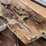 Wood with termite damage that was removed from a home.