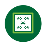 Grass circle graphic with green and white