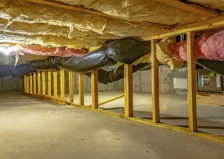 Crawl space with insulation - Keep pests away from your home with Bug Out in FL