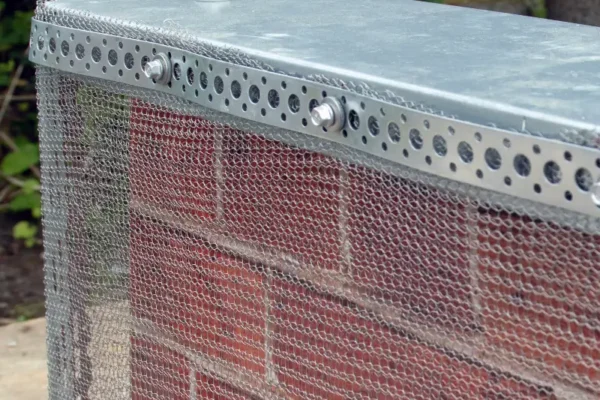 Stainless steel mesh covering the exterior building from wildlife